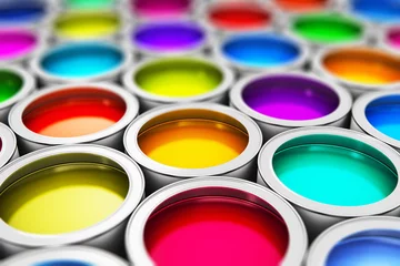 Fotobehang Color paint cans © Scanrail