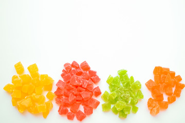 dried pineapple Apple cherry tinted with all colors of the rainbow