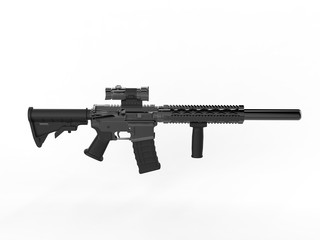 Modern army assault rifle - top side view
