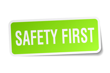 safety first square sticker on white