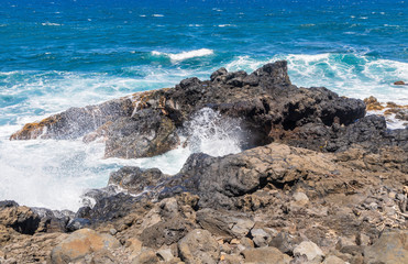 Waves Crashing the Rocky Maui Coastline