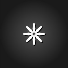 Flower chamomile icon flat. Simple White pictogram on black background with shadow. Vector illustration symbol