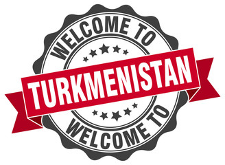 Fototapeta premium Turkmenistan round ribbon seal