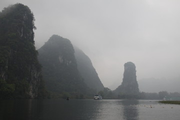 wonderful view of li river in yangshuo surrounded with nature