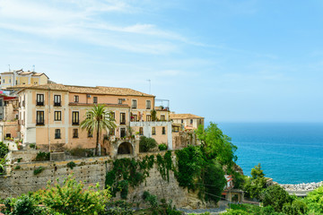 Fototapeta na wymiar beautiful view on Pizzo town with tyrrhenian sea near town of Tropea, Calabria, Italy