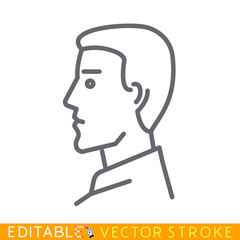 Portrait of man in profile icon. Editable stroke sketch icon. Stock vector illustration.