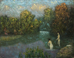 oil painting, portrait nude