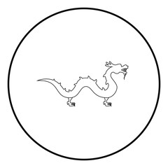 Chinese dragon icon black color in circle round