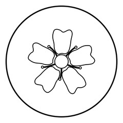 Flower Sakura icon black color in circle round