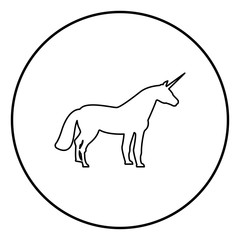 Unicorn icon black color in circle round