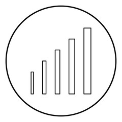 Growth chart icon black color in circle round