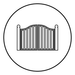 Old gate icon black color in circle round