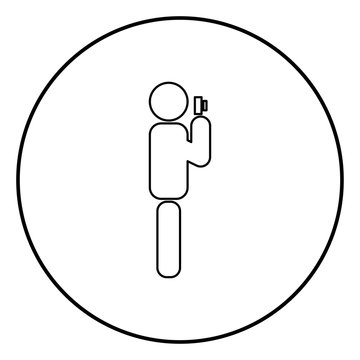 recommend clip art: Photographer stick icon black color in circle round