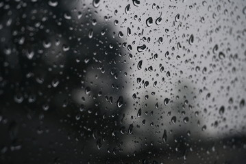 Wet Car Glass Rain Storm Outside