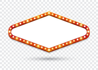 Electric Bulbs Billboard. Empty rhombus retro light frames for text. Vector illustration