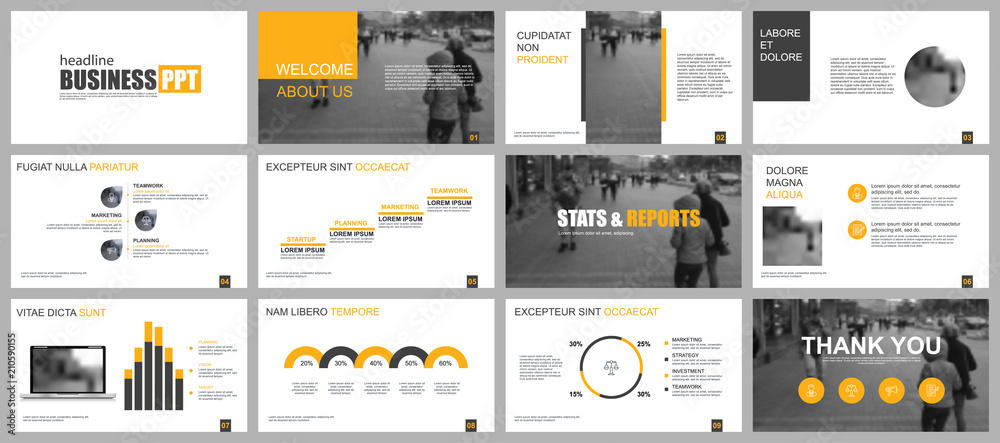 Poster Yellow and black business presentation slides templates from infographic elements. Can be used for presentation template, flyer and leaflet, brochure, marketing, advertising, annual report, banner.