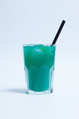 blue fresh cocktail on white background;