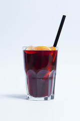 fresh cocktail with oranges on white background;