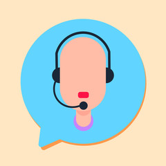 callcenter man support online operator with headphone, customer and technical service icon, chat concept, flat design vector illustration