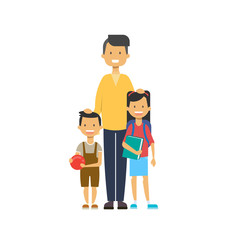 father and children on white background, tree of genus happy family concept, flat cartoon design vector illustration