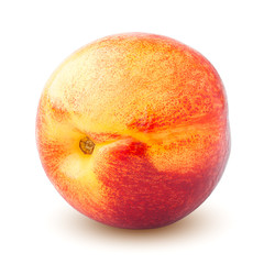 Nectarine or peach isolated on white background, clipping path, full depth of field