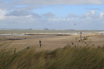 Strand in Nieuwvliet mit Blick auf Vlissingen