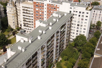 Barre d'immeuble à Paris, vue aérienne