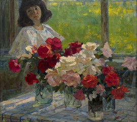 Naklejka premium oil painting, portrait, handmade