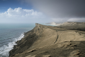 Warbarrow Bay in Dorset looking out to sea