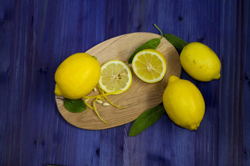 fresh lemons on the wood 