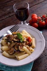 Tortiglioni dish with zucchini and cherry tomatoes 