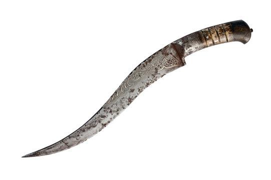 Vintage knife isolated on white background. Clipping path.