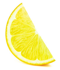Perfectly retouched lemon fruit slice isolated on the white background with clipping path. One of the best isolated lemons slices that you have seen.