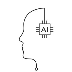 Ai - Artificial intelligence concept with computer chip. Face outline made of circuit line.