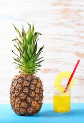 Ripe fresh pineapple close up