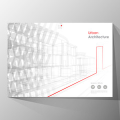 Abstract architecture background, layout brochure template, abstract architecture composition.  Geometric design.  Cover design template for annual report. Cover presentation on a4.