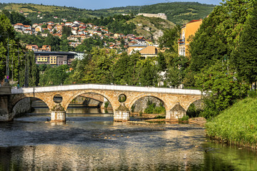 View of the historic centre of Sarajevo , Bosnia and Herzegovina