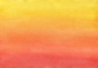 Clean Warm Watercolor Background uniform gradient mixing of Yellow Cadmium, Orange, Red and Ruby