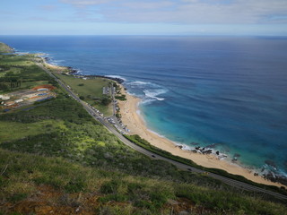 Sandy beach park Oahu island coast line