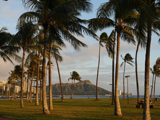 magic island park view toward Diamond Head crater Honolulu Hawaii Oahu island
