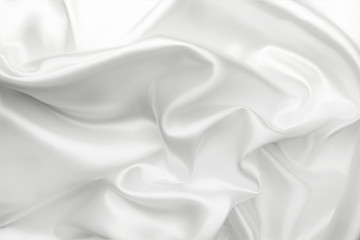 Fototapeta na wymiar Elegant white satin silk with waves, abstract background