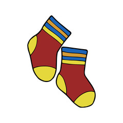 Socks cartoon illustration isolated on white background for children color book