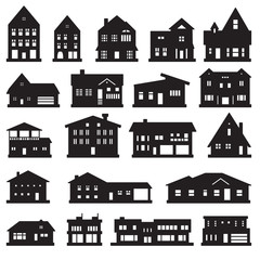 Buildings, home and house icon set. Vector icons.