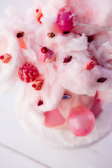 An unusual pink cake