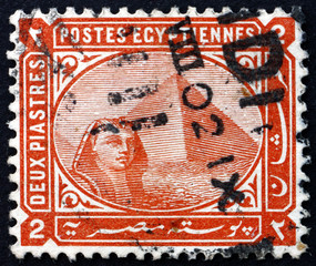 Postage stamp Egypt 1879 Sphinx and pyramids