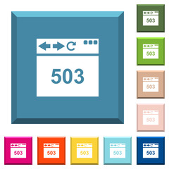 Browser 503 Service Unavailable white icons on edged square buttons