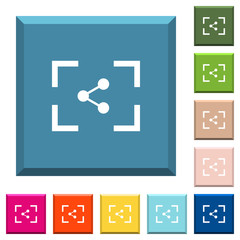 Camera share image white icons on edged square buttons