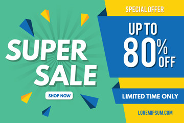 Super Sale Banner Template. Sale Banner Design. Abstract Sale Banner.