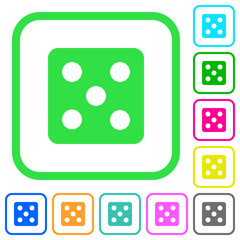 Dice five vivid colored flat icons