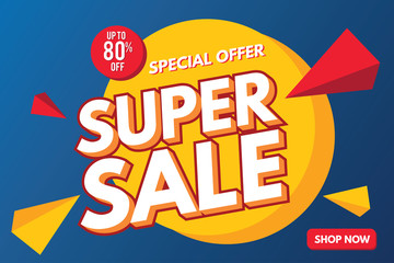 Super Sale Banner Template. Sale Banner Design. Abstract Sale Banner.